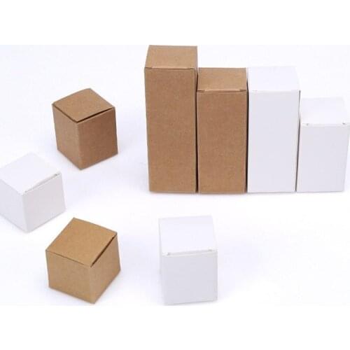 50pcs 9*9*X CM Carton Kraft Paper Box White and Brown Color Various Sizes Wedding Gift Packing Boxes Wedding Candy Box