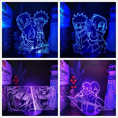 Anime 3D Lamp Uzumaki Naruto Uchiha Sasuke Lampara LED Manga Figure Home Decor Naruto Shippuden Lights Luminaria Xmas Gift Lampe