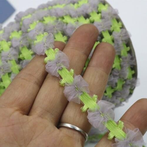 1Yards Latest Lace Fabric Applique Gray and Green Lace Trim Guipure Laces Sewing Collar Clothes Trims Accessories dentelle P010