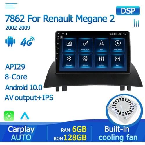 GPS DSP Android 10 Car AUTO Radio For Renault Megane 2 2002 2003 2004 2005 2006 2007 2008 2009 Serero Carplay 4G WIFI OBD2 8CORE