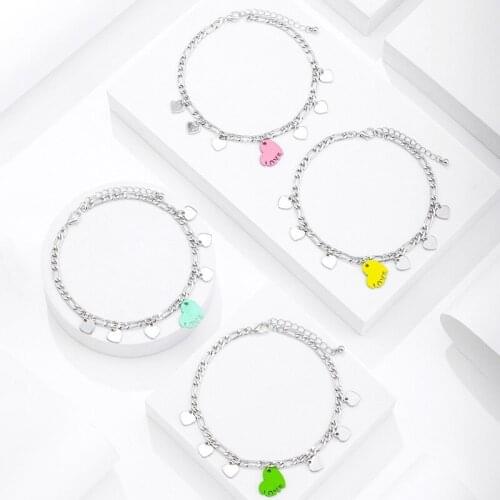 Heart Shaped & LOVE Lettter Anklet FOR Women Summer Candy Color Charms Barefoot Chain Wholesale Beach Foot Jewelry INS