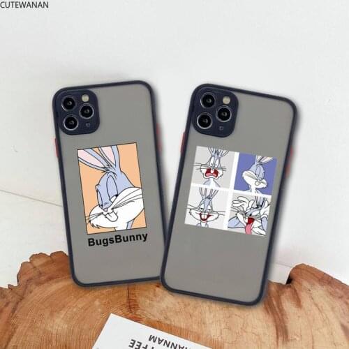 Cute bunny Phone Case For iphone 12 11 Pro Max Mini XS 8 7 Plus X SE 2020 XR Matte Transparent Cover