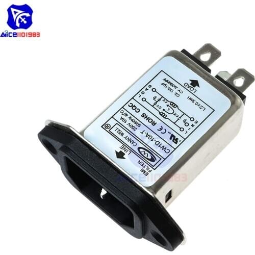 Diymore AC 250V 10A IEC 320 C14 Male Plug 3 Pins Black PCB Panel Power Socket Connector EMI Filter for Fitness Equipment