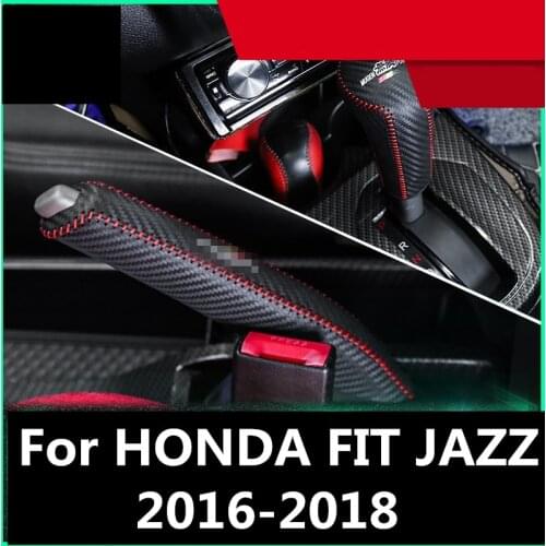 For HONDA FIT JAZZ 2016-2018 Leather Center Console Gear Shift decorative Sleeve Handbrake Protective Sleeve Accessories
