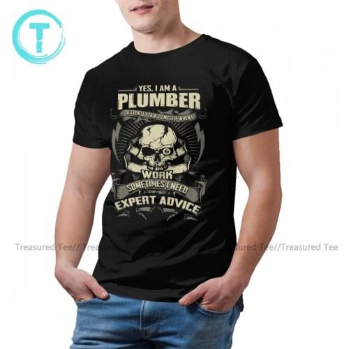 Plumber T-Shirt Streetwear Funny 100 Cotton T Shirt Graphic Short Sleeve Tshirt Male 4xl