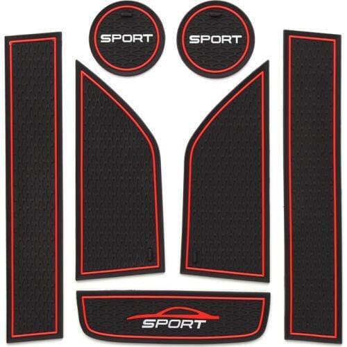 Smabee Gate slot mats For Ford Mustang 2015-2017 SPORT 7pcs Interior Door Pad/Cup Dust mats Water Coaster Non-slip
