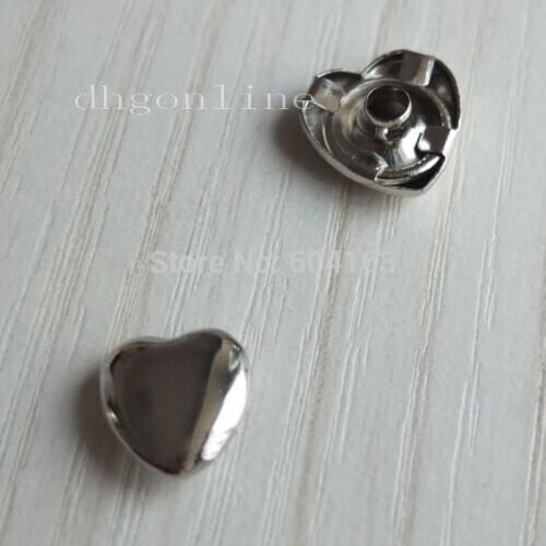 100 PCS 10mm 3/8'' Rapid Rivets Stud Heart Love for bag shoes clothes Leather Nickle
