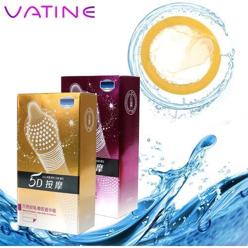 VATINE Random 12 piece/Box Big Particle Contraceptives 5D Thread Ribbed G Point Latex Condoms for Men Sex Products Condom
