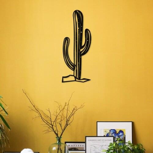 Cactus Metal Black Decor Wall Art Decorative American Style Large Wall Decor for Cafe Bedroom Living Room Office Home Decoration