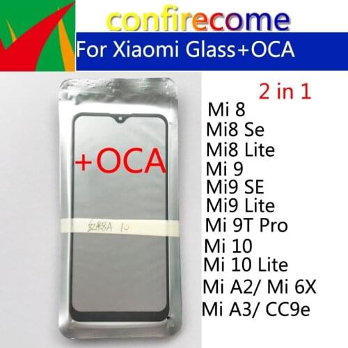 10Pcs\Lot Laminated OCA Outer Glass For Xiaomi Mi 8 9 10 Lite SE Pro LCD Touch Screen Outer Lens Cover For Mi A2 A3 6X CC9e
