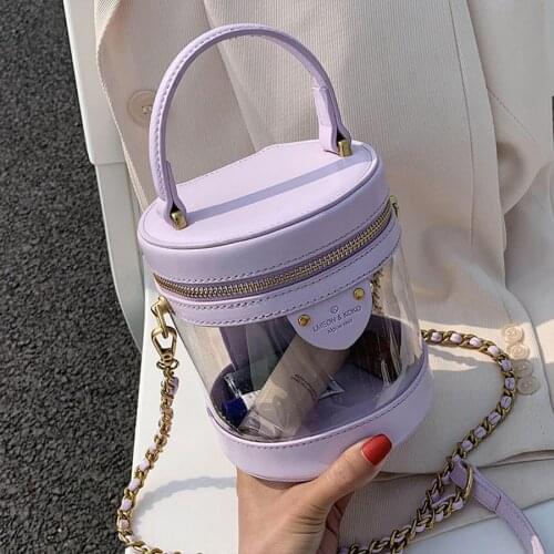 Fashion Clear PVC Transparent Women Handbag Female Chain Crossbody Bag Waterproof Party Shoulder Bags Trendy Small Round Bag Sac