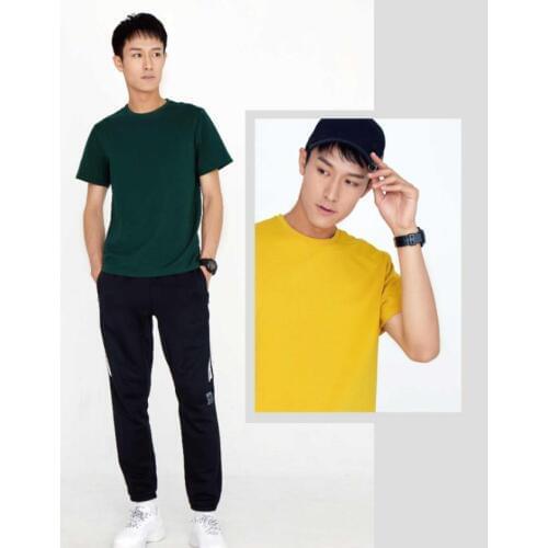 Youpin Men casual cotton basic t-shirt Comfortable Breathable Man Solid color Short sleeve