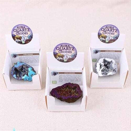 Wholesale 3boxes/lot New electroplated agatess stone set crystal cave cornucopian ore box random sent Irregular in shape