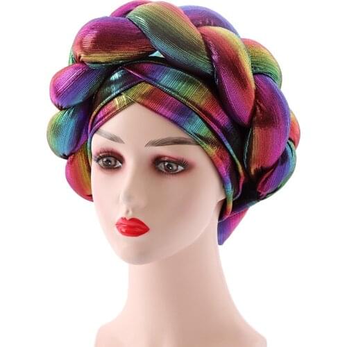 2021 Already Made African Auto Gele Headtie Lastest Muslim Turban Caps For Women Braids Female Head Wraps Bonnet Nigerian Gele