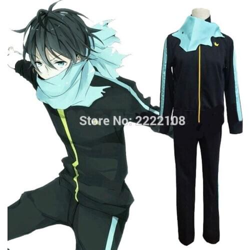Hot Anime Noragami Yukine Yato Sportwear Uniform Cosplay Costumes Cheap Mens Cloth Coat+Pants+Scarf,Free Shipping