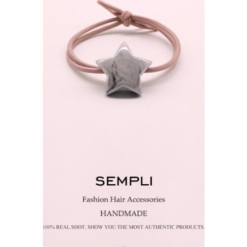 5 Colors Popular Double Elastic Hair Bands Acrylic Five Star Woman Girls Hair Band Children Hair Headband Accessories Halka Kupe