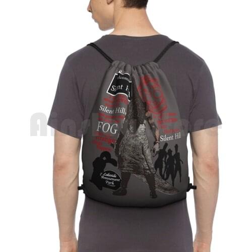 Silent Hill Backpack Drawstring Bags Gym Bag Waterproof Silent Hill Pyramid Head Fog Darkness Town Welcome Silent Hill 2