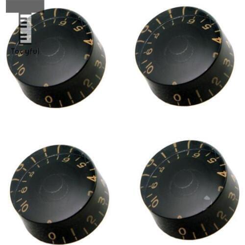 Tooyful 4pcs/Set Black w/ Golden Number Control Knobs Acrylic Volume Tone Knobs for GB LP Guitar Acessory