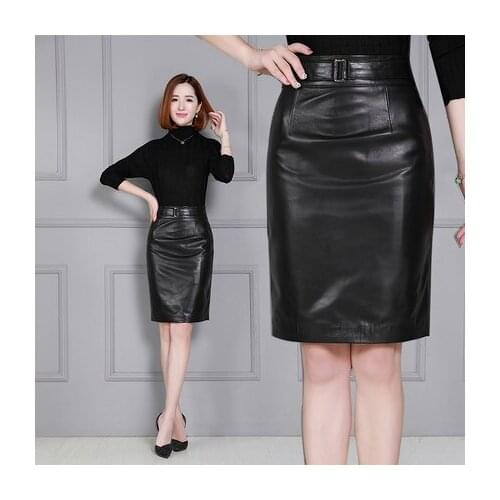 Top brand Skirt Slim Sheepskin Wrap Hip Leather Skirt K61 high quality