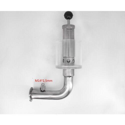 1.5" Tri Clamp 0.2-2.2 Bar Adjustable Pressure Relief Safety Valve Sanitary 304 Stainless Homebrew Beer Fermenter With M14 Base