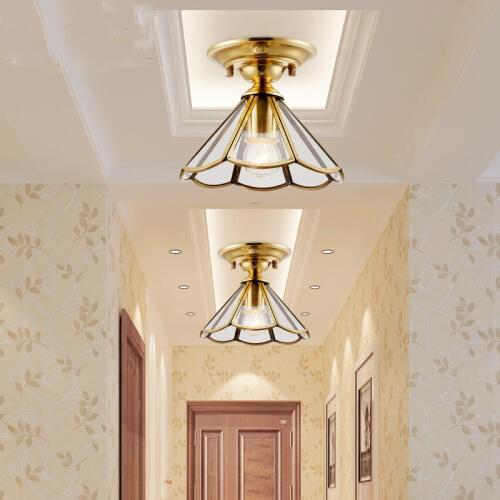 Veranda 1 pcs Copper ceiling lights terrace porch light Suction Lamp Cloakroom surface Lamp Hallway E27 ceiling Lamp Luminaria