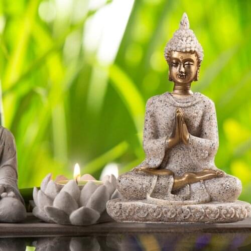 Vintage Meditation Buddha Statue Resin Sitting Hindu Buddha Handmade Porch Thailand Buddha Sculpture Hindu Gift