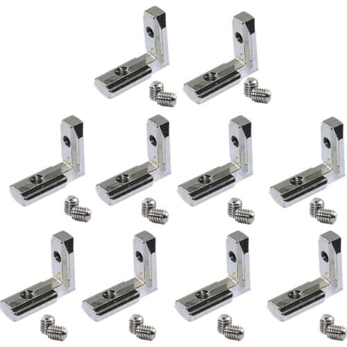 20Pcs T Slot L-Shape Interior Inside Corner Connector Joint Bracket for Aluminum Extrusion Profile 2020 Series Slot 6mm
