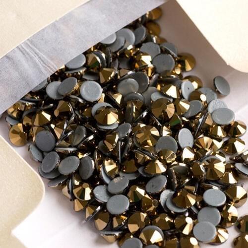YANRUO 2058HF SS20 1440Pcs Super Hot Tape Gold rhinestones Hot Fix Strass Glass Stones Crystal Decoration For Clothing