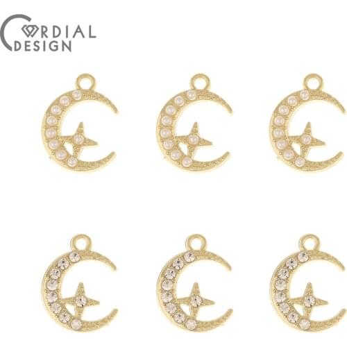 Cordial Design 100Pcs 14*19MM Jewelry Accessories/Imitation Pearl/Moon Shape/Rhinestone Pendants/Jewelry Findings & Components