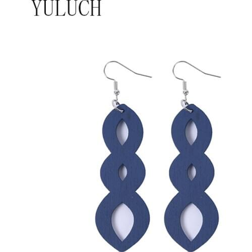 YULUCH ladies natural wood hollow twist pendant earrings geometric jewelry for girls art wooden women earring accessories