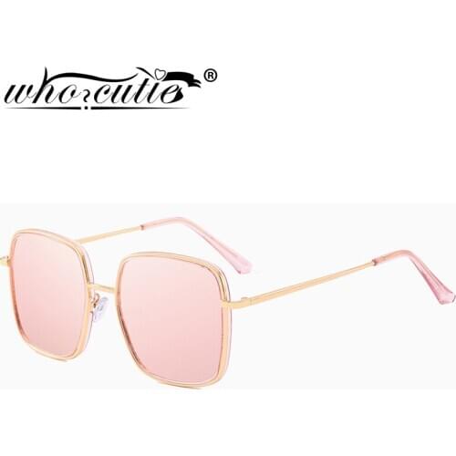 Vintage Fashion Women Sunglasses 2019 Brand Designer Sqaure Flat Top Rose Gold Pink Mirror Female Retro Sun Glasses Shades S006