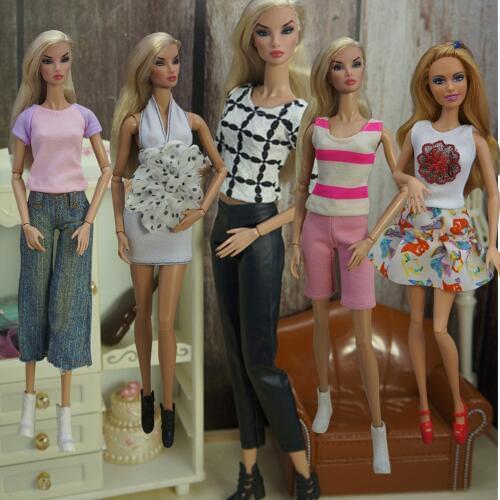 5pcs/set Fashion Office Suit Doll Dress for Barbie Doll Clothes Accessories Play House Party Dressing Up Costume Kids Toys Gift
