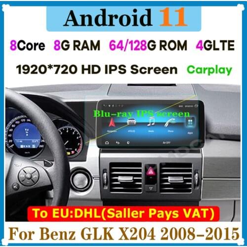 12.3" 8Core CPU 8G+128G Android 10 Car Radio Multimedia Player GPS for Mercedes Benz GLK Class X204 2008-2015 Stereo CarPlay