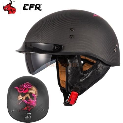 CFR Carbon Fiber Casco Moto Retro Half Helmet Motorcycle Helmet Motocross Capacete Moto Motorcycle Racing Riding Cross Helmet