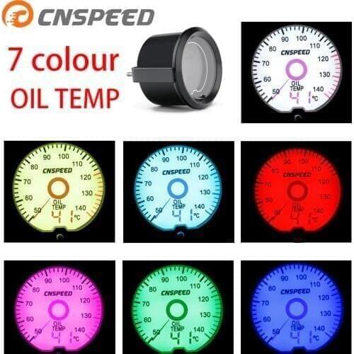 CNSPEED 2 inch / 52mm LCD liquid crystal 7 color virtual pointer display oil temperature gauge Celsius C unit black YC101424