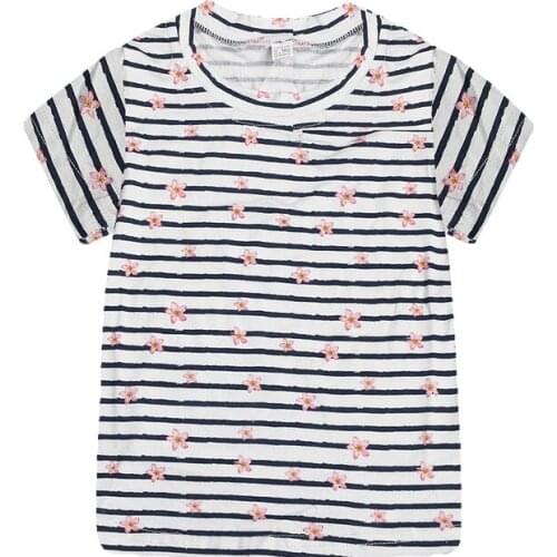 Childrens Round Neck T Shirt Short Sleeved Spring and Autumn Cartoon Print Blouse Small Size Medium Size Summer Check Clothes