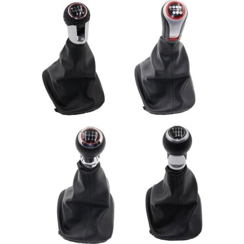 For Audi A3 S3 8p 2003-2013 A4 S4 Q5 S-Line 2007-2015 Leather Shifter Car Gear Shift Knob with Boot Cover 6-Speed Handle