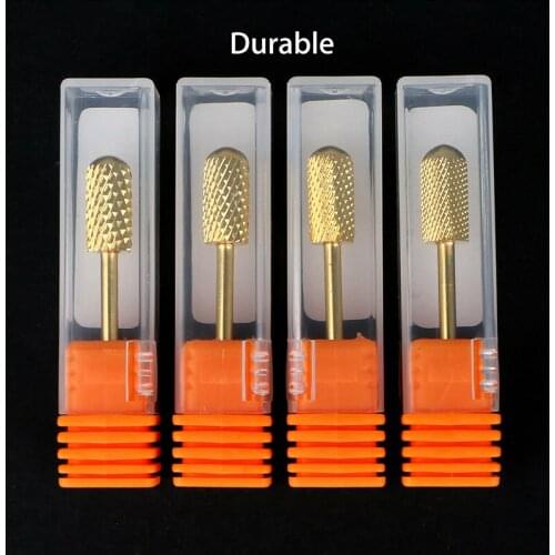 4pcs F M C XC Carbide Nail Drill Bits 3/32 Golden Manicure Machine Accessory For Electric Dill Nail Files Nail Art Tools Set