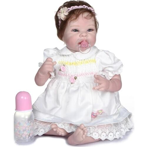 Bebes doll 55CM collectibles art doll soft body100% handmade detailed painting reborn baby cloth body lifelike baby