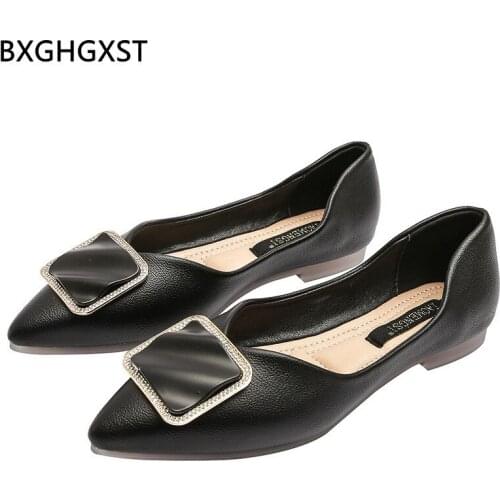Loafers Slip on Shoes for Women 2021 Black Leather Women Pointed Toe Casual Designer Boat Shoes Flats Shoes Women Zapatos Mujer