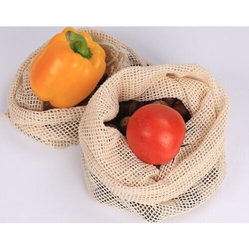 1Pc Reusable Vegetable Bags Kitchen Fruit And Vegetable Storage Mesh Bags Drawstring Machine Washable Eco Friendly Shopping Bags