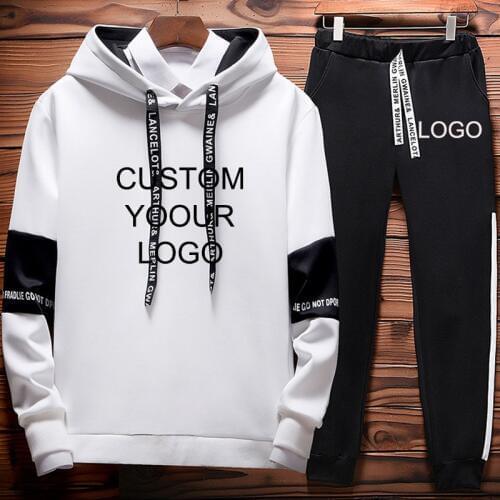 Sets Tracksuit Men Autumn Winter Hooded Sweatshirt Drawstring Outfit Sportswear Fashion Printed Sweatsuit Two Piece Set