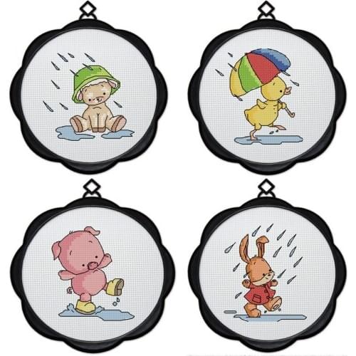 Needlework DIY DMC Cross stitch Sets For Embroidery kits 14ct 11ct Printed Cotton Thread Rainy Day Patterns Cross-Stitching