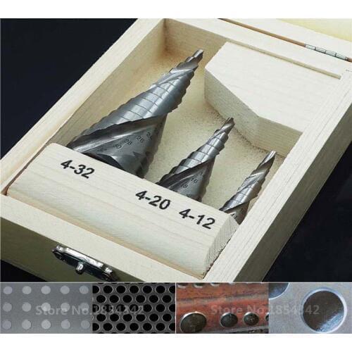 3Pcs Set HSS 6542 Titanium Stainless Steel Metal Step Drill Bit Cutter Wood Cone Core Drilling Hole Saw Tool Broca Metal