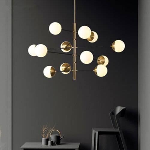 Nordic bedroom Living LED Pendant Lamp Metal Lustre glass ball Chandelier Modern Hanging Chandelier For Dining Room