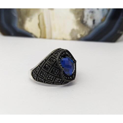 Parlament Blue Stone New Design Sterling Silver Men 'S Ring