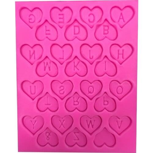 Heart-shaped letter fondant cake silicone moulds chocolate jelly pastry candy cupcake decoration kitchen clay Baking tools F0198