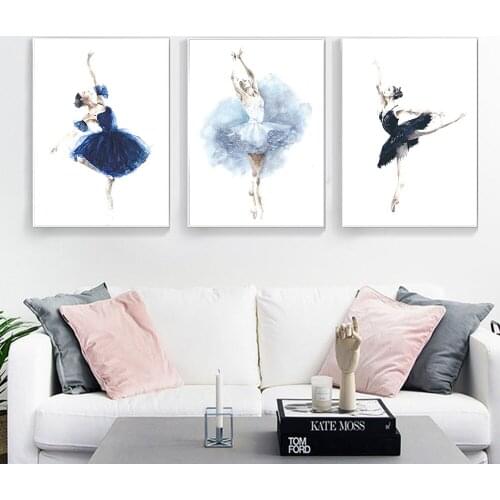 Watercolor Ballet Dancer Gilr Poster Girls Wall Art Pictures Home Decor Bedroom Kitchen Decoration Abstract Canvas Painting