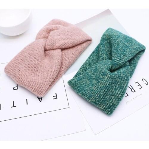 24pc/lot 2020 Women Headband Cross Top Knot Elastic Hair Bands Girls Wool Knit Hairband Headwear Twisted Knotted Head wraps