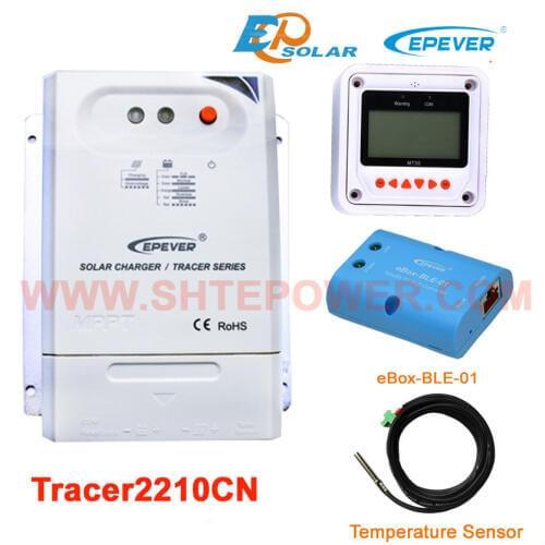 24V mppt EPEVER Solar regulator bluetooth adapter box temp sensor MT50 Meter remote Tracer2210CN 20A controller battery